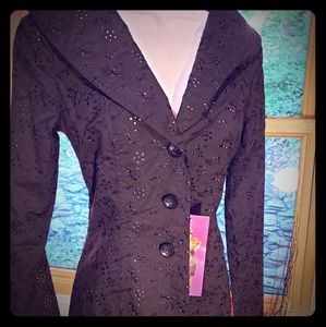 NWT Betsey Johnson Black Eyelet Jacket